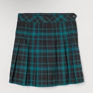 Pleated School Girl Skirt Size 8 Turquoise and Black